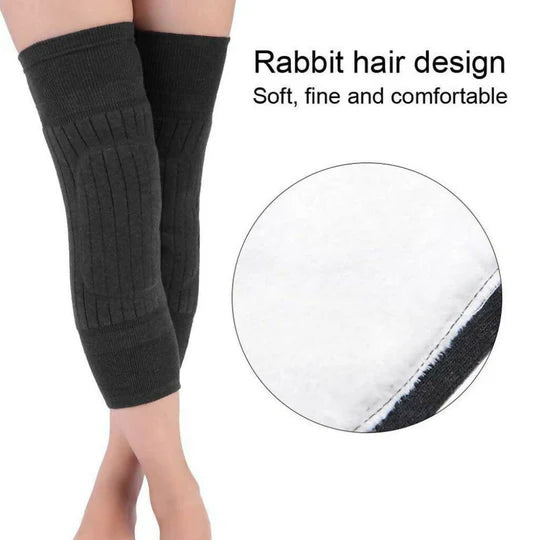 2 PCS Non-Slip Cashmere Wool Knee Pads Leg Warmer with Strap Adjustable for Men & Women
